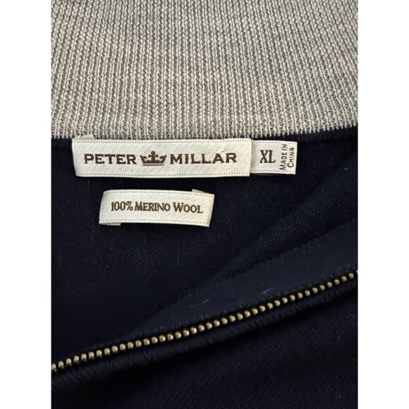 Peter Millar Men's Navy Blue Quarter Zip Merino Wool Vest Size XL Academia - Picture 3 of 3